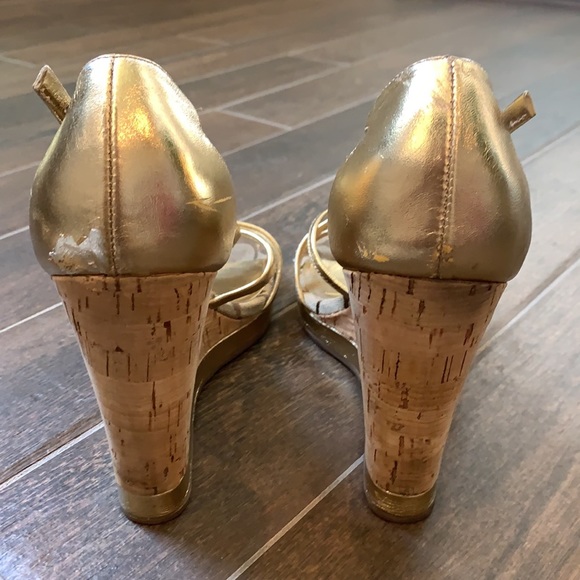 Authentic Coach - Gold cork wedges - Picture 6 of 9